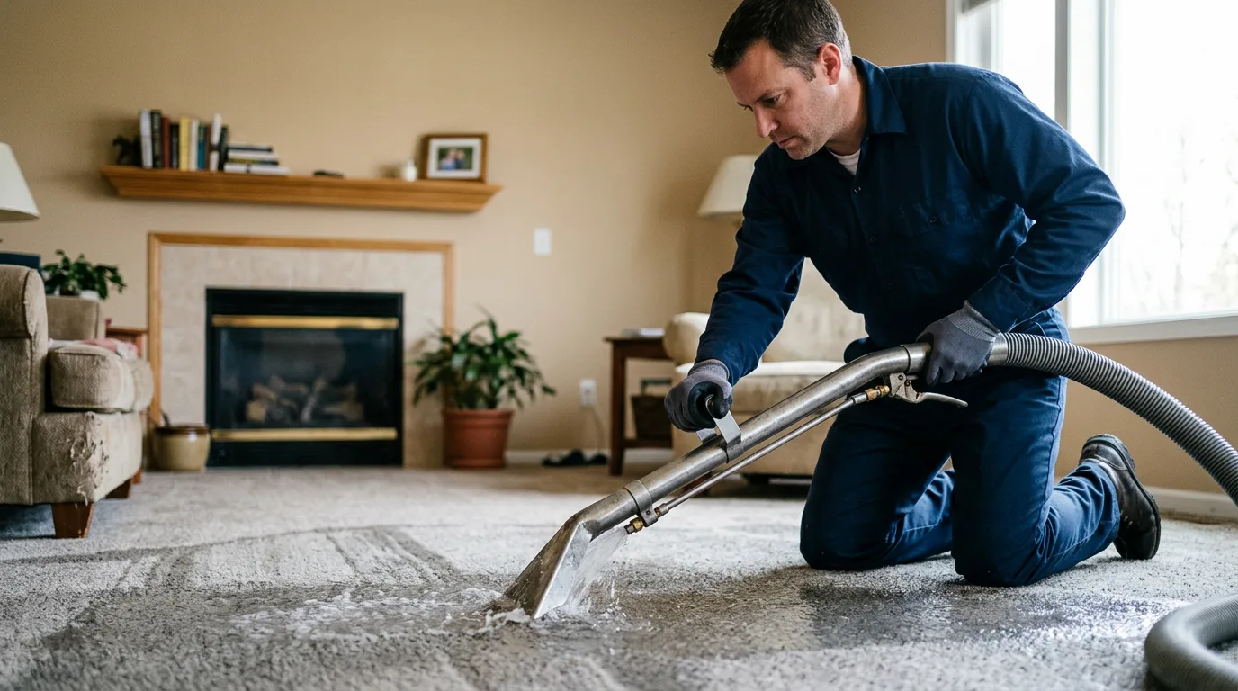 Water damage restoration technician working near Brooktondale, NY
